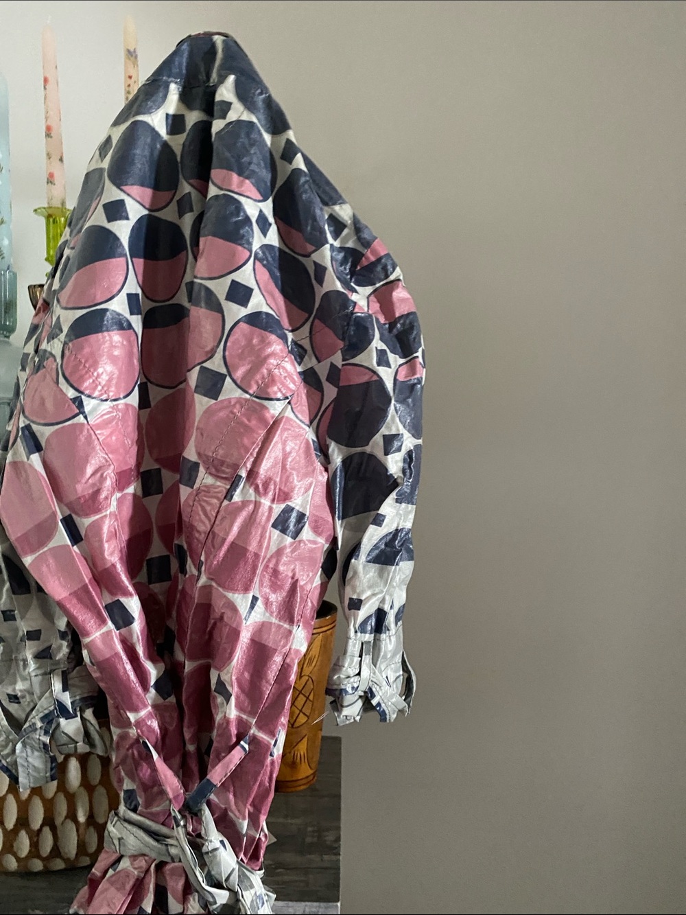 Miss Sixty Pink and Navy Geometric Curtain Panel